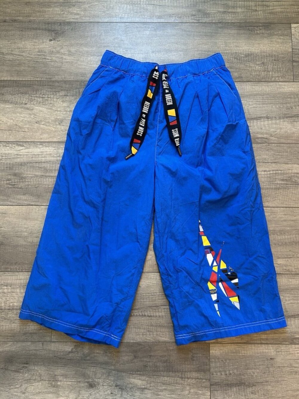 Reebok x Pyer Moss Sample Wide Leg Cropped Pants Blue Medium Runway Collab